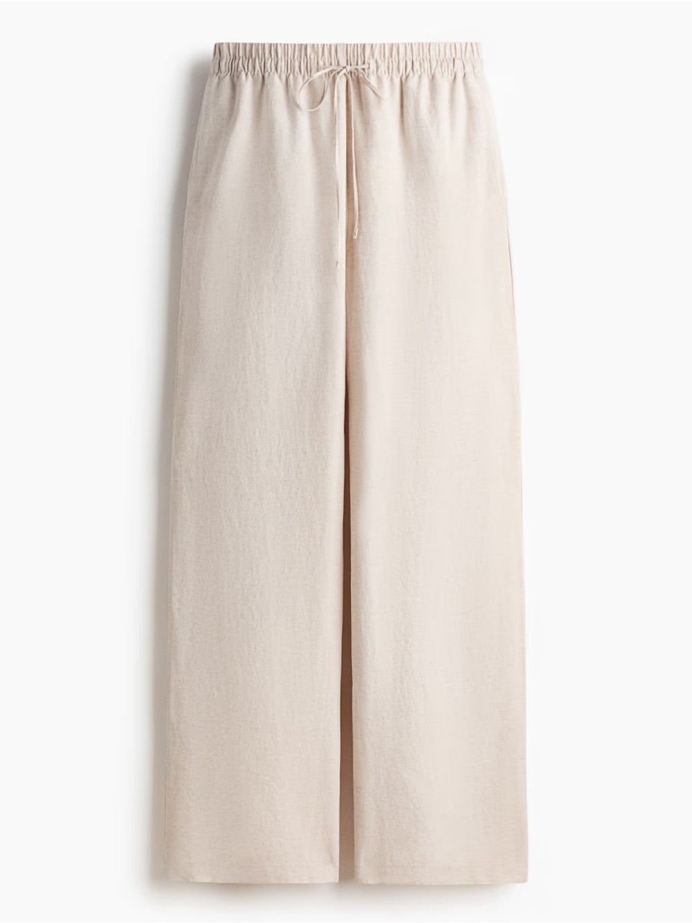 H&M Wide-Leg Drawstring Pants in Light Beige